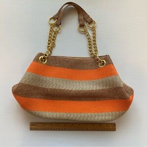 Stylish Brown and Orange Striped Women's Bag